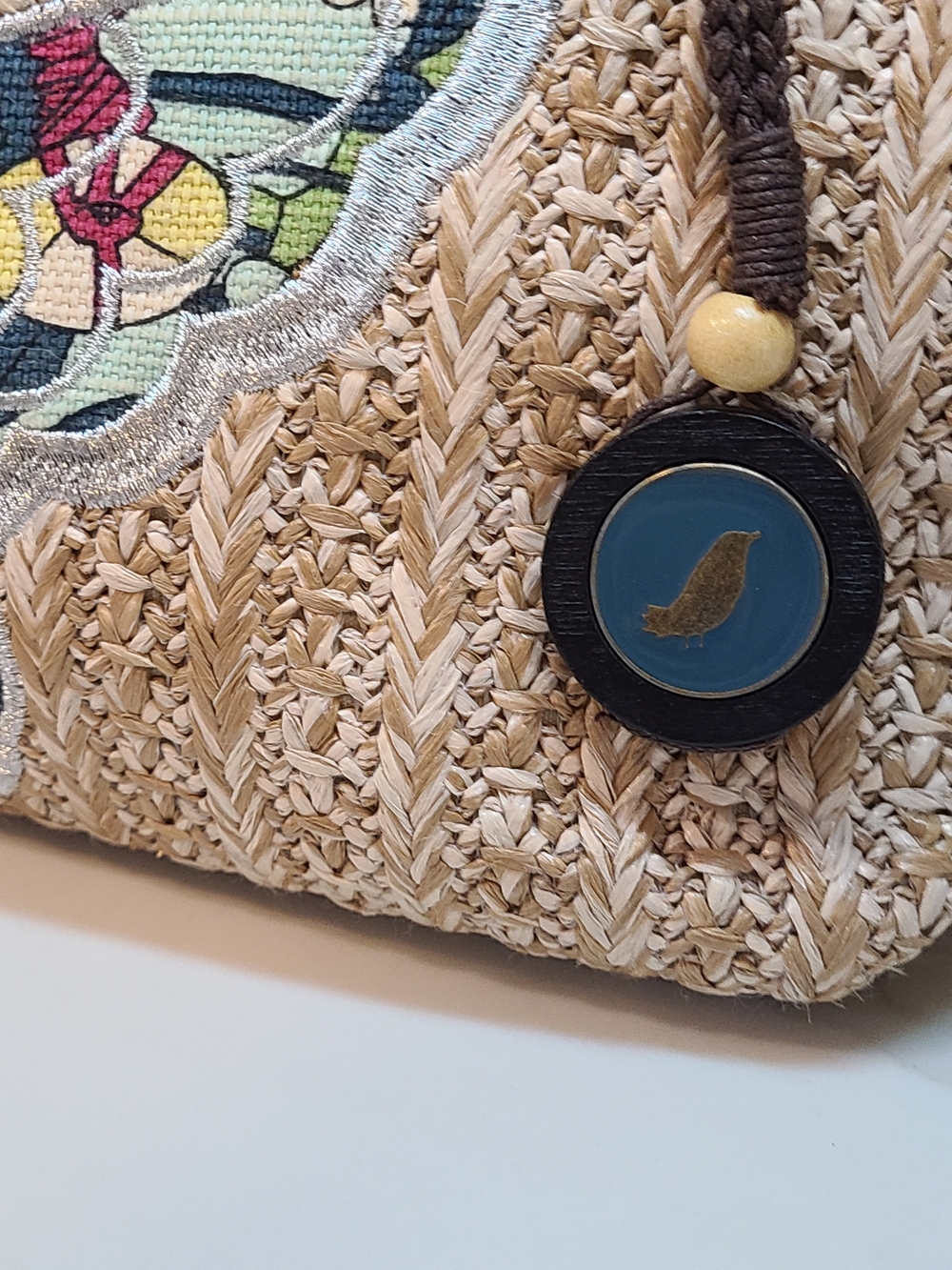 Sakroots Tan Woven Tote with Floral Butterfly Accent - Picture 4 of 13